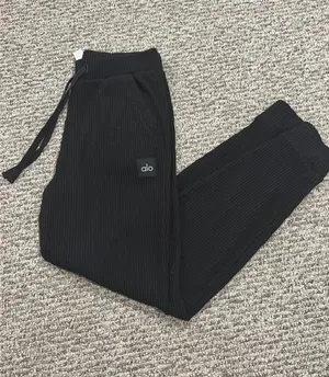 Alo Yoga Ribbed Joggers Muse Black thumbnail 1
