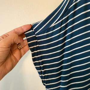 Matilda Jane Blue White Striped V-Neck Maxi Pocket Size L Cozy Beach Lounge‎ thumbnail 4