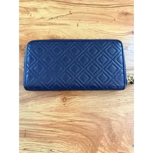 Tory Burch Fleming Zip Continental Wallet Navy Blue Quilted Leather OS Soft Luxe thumbnail 3