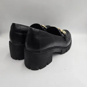 Steve Madden Y2K Madden NYC Loafers Womens 9 Black Chunky Gold Chain Lug Sole Platform Heels thumbnail 3