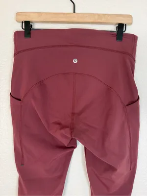 Lululemon Power Thru High Rise Tight Leggings 25” Red Merlot size 10 $128 thumbnail 11