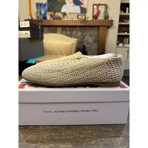 New Jeffrey Campbell Nantucket Knit Crochet Flats in Cream Ivory Womens Size 10M thumbnail 3