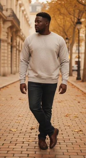 Men gray crew neck thermal sweatshirt with faux fur inside size medium thumbnail 1