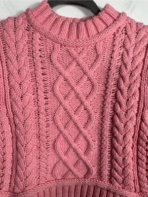 ZARA Pink Cable Knit Sweater Vest‎ Womens S Cropped Chunky Knit Sleeveless Top thumbnail 6