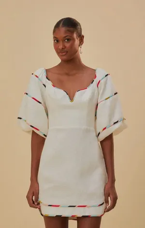 FARM RIO White Colorful Stripes Euroflax™ Mini Dress, Size Medium, $248 thumbnail 1