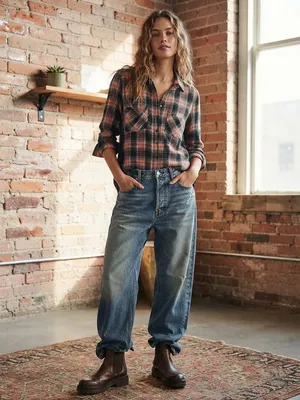 Free People Behind The Flannel Plaid & Floral Bandana Mixed Media Button Down thumbnail 3