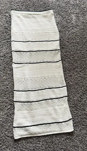 Abercrombie & Fitch Cream Maxi Knit Skirt with Black Stripes thumbnail 1