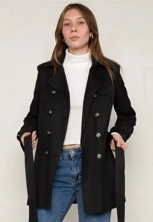 No Less Than Adrian Trench Coat Womens Large‎ Minimalist Preppy Academia thumbnail 1