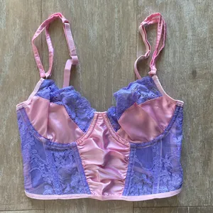Pastel pink purple lace bustier top. Super cute to style under blazer XS NEW thumbnail 1