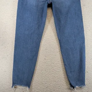 American Eagle Mom Jean Strigid Medium Wash Distressed‎ Raw Hem Womens 2 Short thumbnail 10