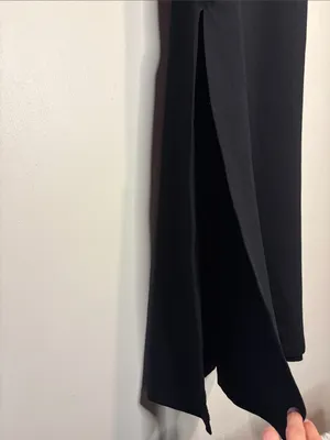 Vintage Bebe Moda 2 Deep Side Slits Maxi Gown Black Blue Size S Made in USA 90s thumbnail 5