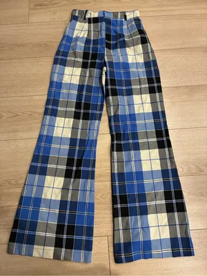 Free People Women’s Jules Plaid Wide Leg Pant Blue Size 4 thumbnail 1