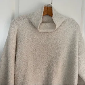 UGG Australia cream fuzzy soft stretch turtleneck ribbed sweater thumbnail 3