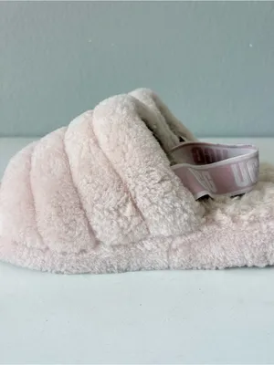 UGG Fluff Yeah Slide Women's Sheepskin Slipper Sandals Light Pink Size 9 thumbnail 5