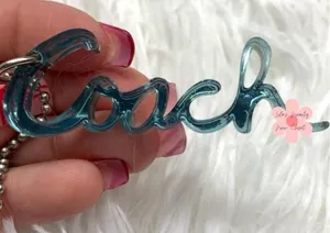 2.5" COACH Poppy Script Fob Bag Charm Hang tag Hangtag thumbnail 1