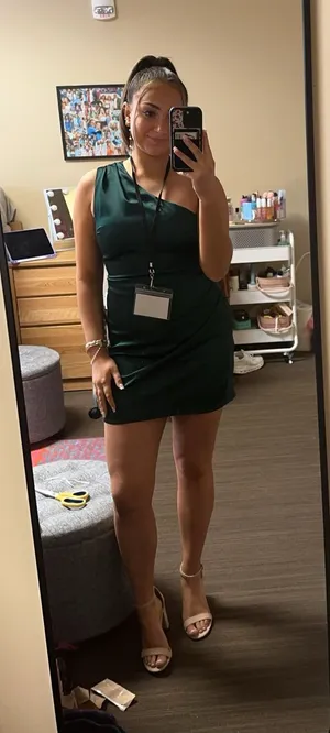 Lulus Love Me Tonight Emerald Green Satin One-Shoulder Mini Dress thumbnail 1