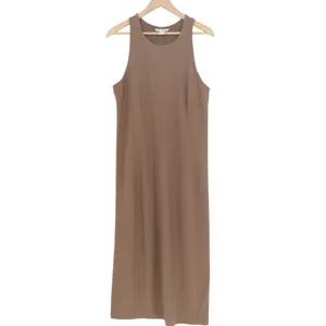 Athleta Midi Shift Dress Women Large Brown Ribbed Round Neck Sleeveless Pullover thumbnail 2