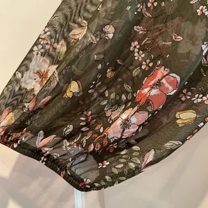 AGB Woman Floral Long Sleeve Semi Sheer Blouse Olive Green‎ & Orange Size XXL thumbnail 3