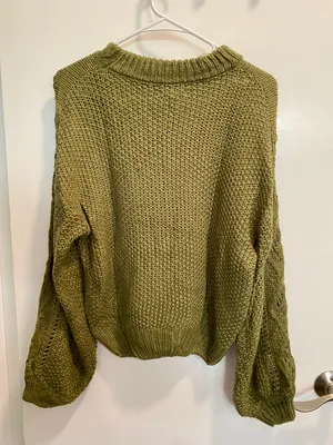 Woven Heart Green Sweater thumbnail 2