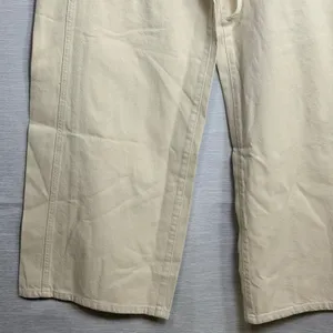MNG Mango Women Beige Wide Leg Mid Waist Cotton Trousers with Tie Belt Size 10 thumbnail 7