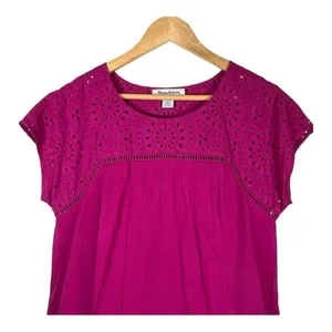 Tommy Bahama‎ Eyelet Shift Dress Womens Small Pink Linen Blend Cap Sleeve Mini thumbnail 5