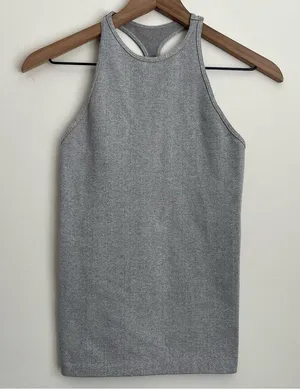 Free People FP movement Gray Sleeveless Tank Top ribbed Heart is Racing M / L thumbnail 2