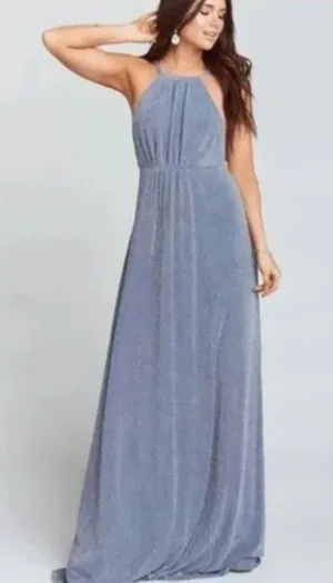 Show Me Your Mumu Maxi Amanda Dress Silver Metallic Size Small NEW thumbnail 1