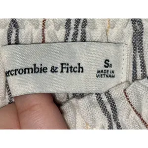 Abercrombie & Fitch Cream Navy Blue Striped Linen Wide Leg Pants Womens Size S R thumbnail 4