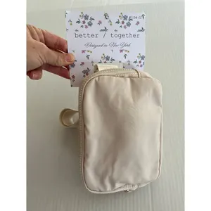 Sz‎ Small Beige Adjustable Belt Crossbody Travel Bag Zipper Pockets thumbnail 3