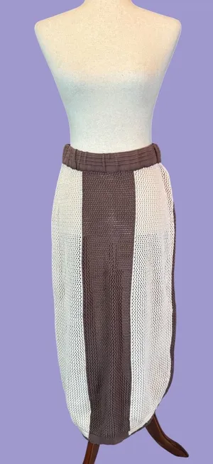 Mahila Brown and Cream Knit Midi Skirt Size S thumbnail 1