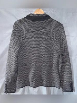 Talbots Merino Wool Sweater Jacket Womens Sz Small Gray Herringbone Office Work thumbnail 2