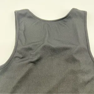 Black Ribbed Sleeveless Women's Tank Top thumbnail 5