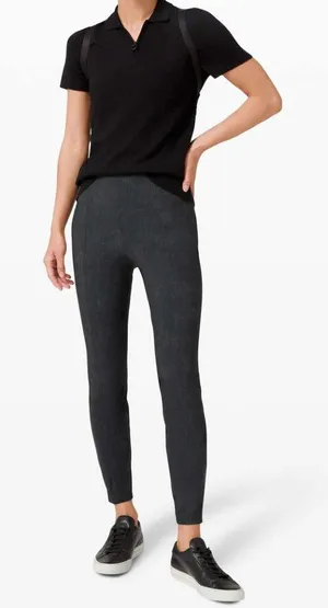 EUC Lululemon Here To There HR Pant 7/8, Sz 6, Crosshatch Texture Black Multi thumbnail 1