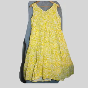 Sonoma Goods for Life Women's Yellow Tiered V-Neck Midi Dress Large‎ Coastal thumbnail 2