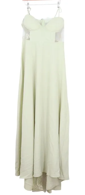 Boohoo Occasion Sage Green Contrast Lace Corset Maxi Dress Size 12 thumbnail 1