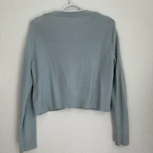 Light baby blue cropped knit button down cardigan, size S thumbnail 5