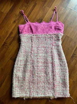 NBD Pink tweed mini dress thumbnail 1