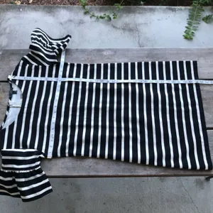 J Crew Ruffled Bell Sleeve Shift Dress Black White Stripe NEW NWT Size XS thumbnail 7