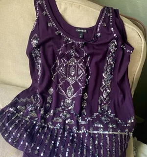 Express size M bejeweled tank in a deep plum thumbnail 1