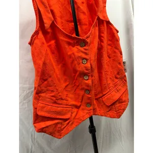 Free People NEW Free-Est Cara Cherry Tomato Red Collared‎ Vest Top Striped Small thumbnail 4