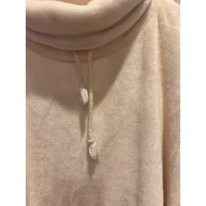 Easel Women Cream Plush Fleece‎ Cowl Neck Poncho Pullover Sweater Large Ivory thumbnail 2