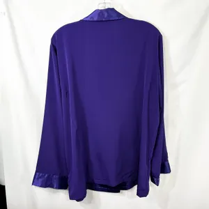 VTG Victoria's‎ Secret Large Pajama Top Purple Satin Trim Double Breasted 1696 thumbnail 2
