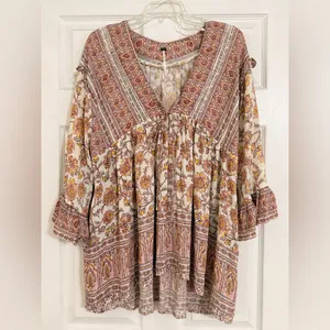 Free People Moonlight Dance Tunic NWT Boho Floral Festival Peasant Top S thumbnail 2