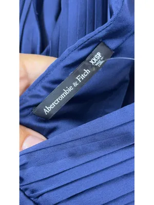 Abercrombie & Fitch Giselle Pleated Satin Jumpsuit Navy Blue XXSP Wide Leg thumbnail 6