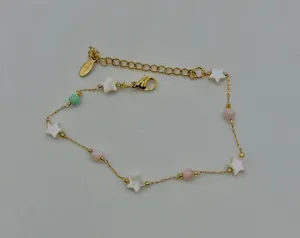 Star Seashell Gold Chain Bracelet with Seashell Beads thumbnail 1