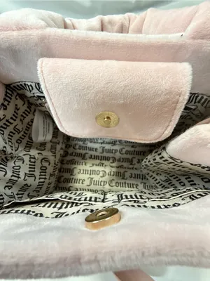 NWOT Juicy Couture Viral Blush Pink Plush Tote with Crystal Logo and Heart Charm thumbnail 11