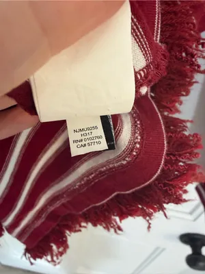 kate spade Burgundy & White Striped Long-Sleeve Top with Fringe thumbnail 5