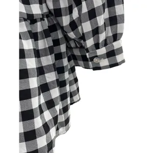 Entro Black and Off White‎ Gingham Print Woven Top NWT Small Checker 3/4 Sleeve thumbnail 6