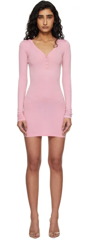 SKIMS (G14) WOOL RIB HENLEY DRESS (10878) | Color HALITE | Size SMALL thumbnail 1