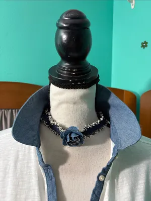 LOFT White Button-Down Shirt with Blue Chambray Trim thumbnail 4
